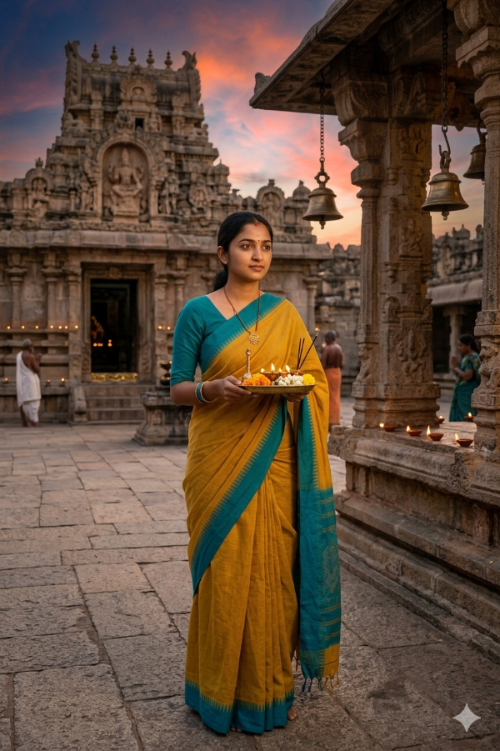 Mustard yellow Handloom Khadi Cotton Saree