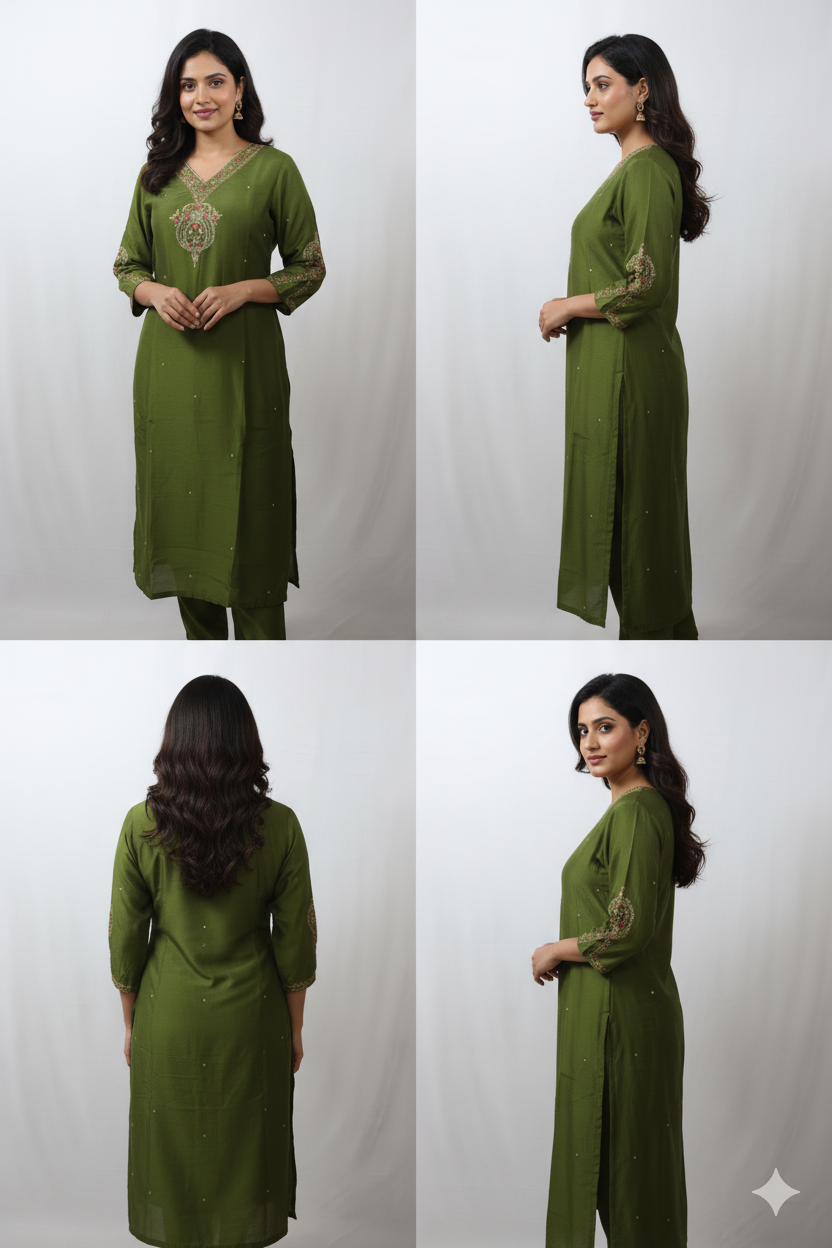 Green Banaras  3 Pc Set
