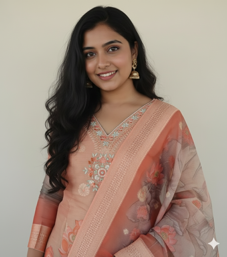 Tissue Floral printed Kurti Set