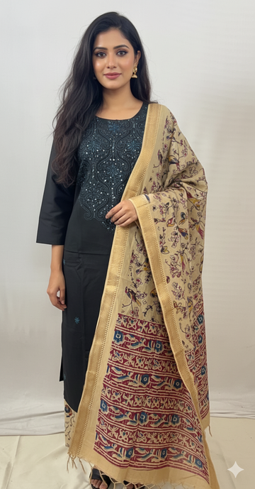 Navy Blue Embroidered Kurti