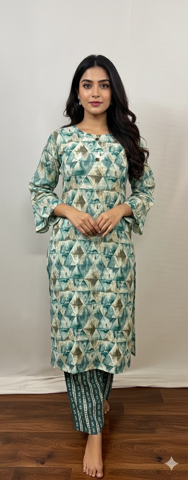 Green & Gold Kurti Set
