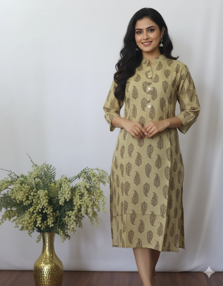 Sandal Wood Digital Printed Kurti Set