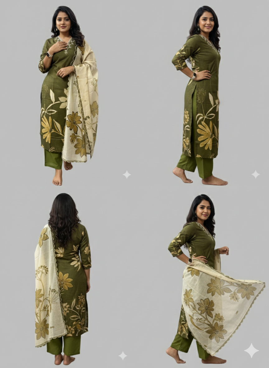 Mehndi Green Kurti Set