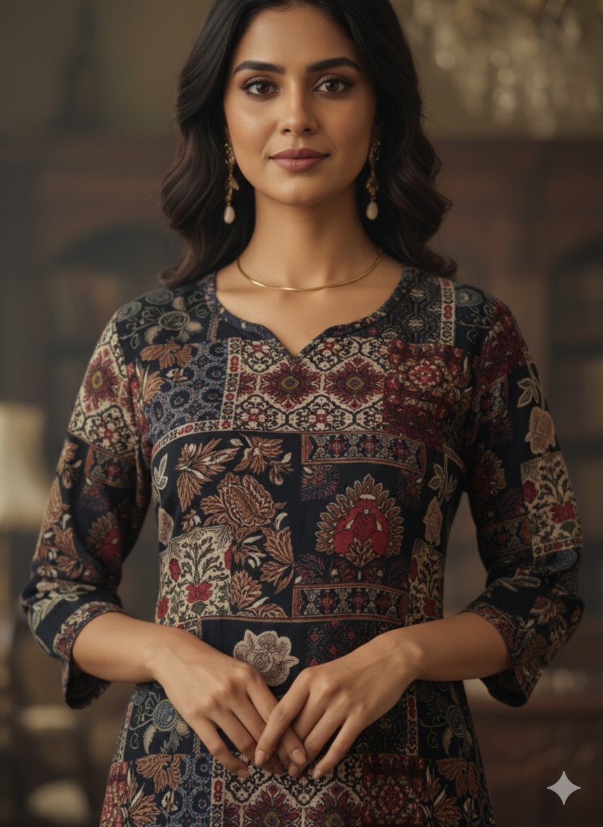 Black Digital Printed Kurti