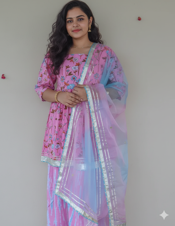 Pink Sharara Cotton Set