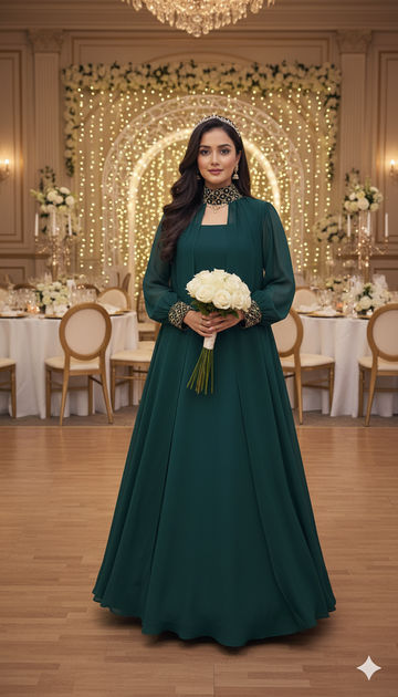 Customised long frock with detachable neck attached sleeves