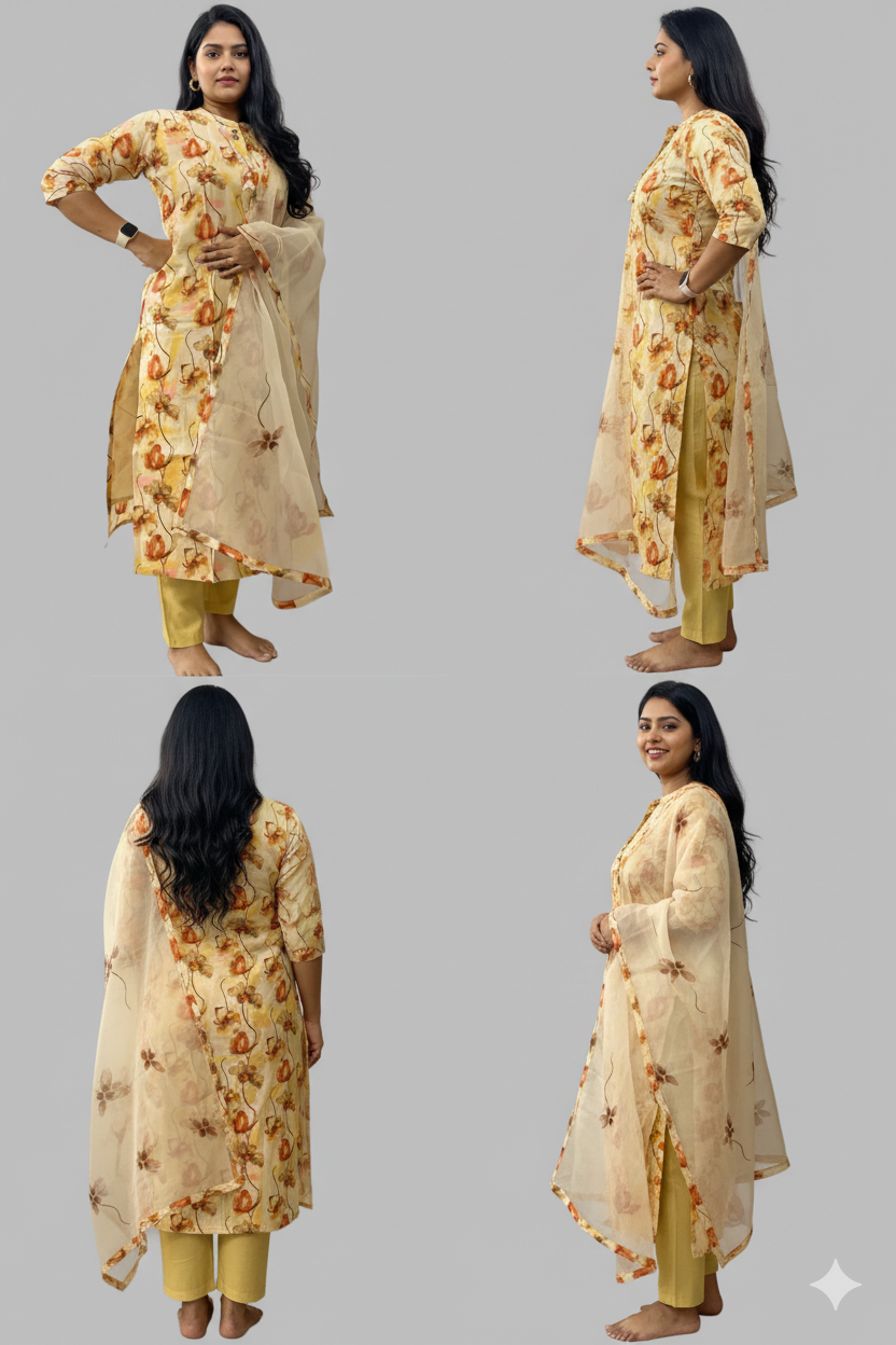 Multi Colour Kurti With Dupatta