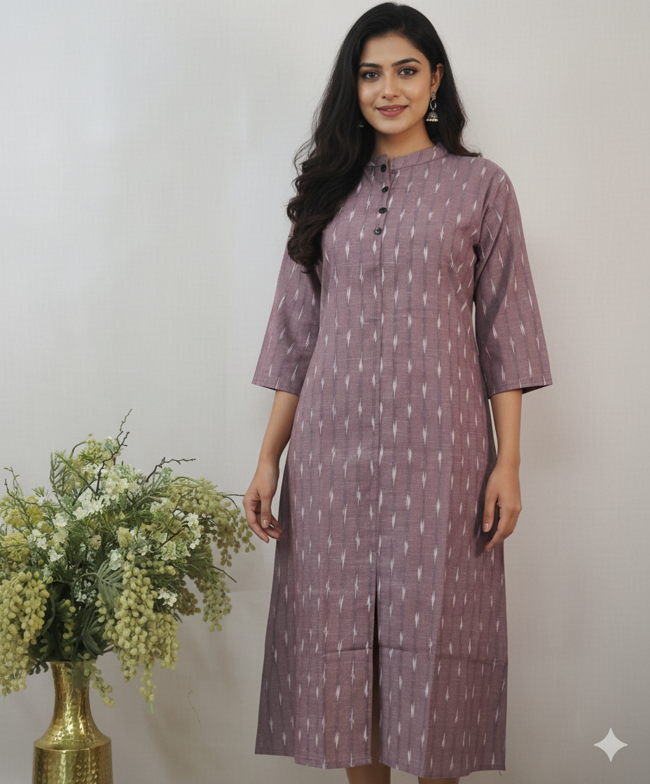 Onion Pink Ikkat Kurti
