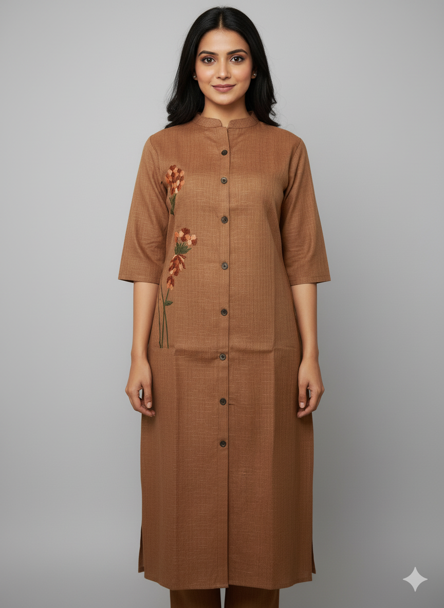 Copper Embroidered Kurti