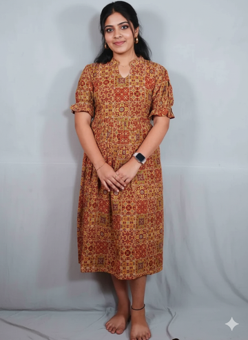Maroon Printed Kalamkari Kurti
