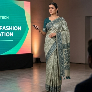 Light pista green and dark green Jamdani Handloom Saree