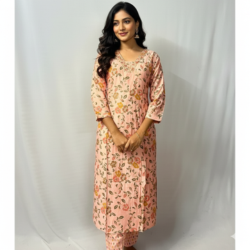 Peach Fossil Printed Dress