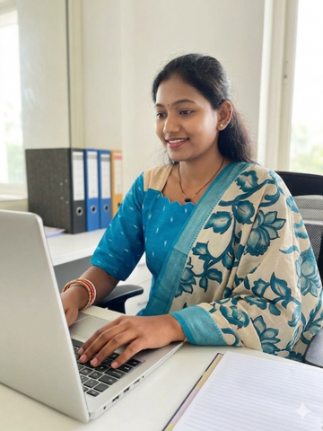 Bright Blue Kurta With Kalamkari Duppata