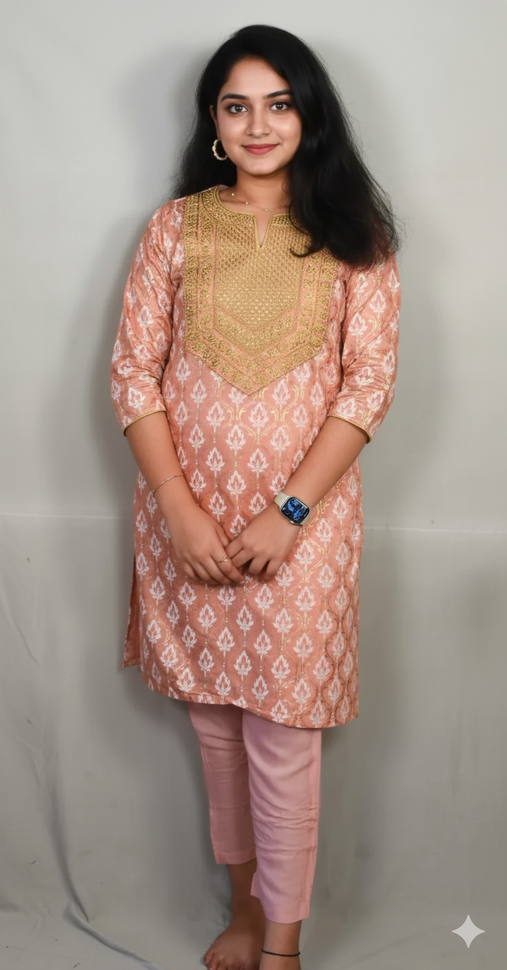 Light Pink Chanderi 2 Piece Set