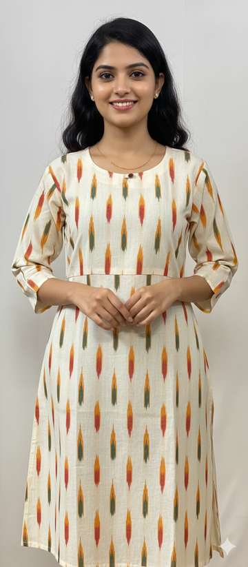 White Ikkat Kurti