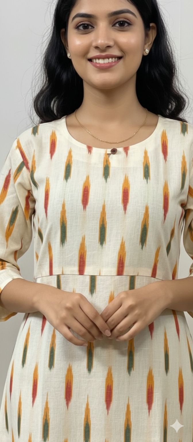 White Ikkat Kurti