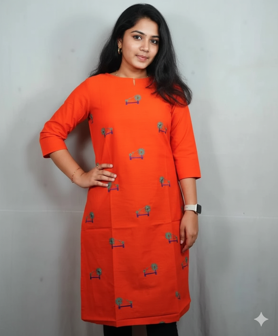 Orange Jaipur Cotton Short Top