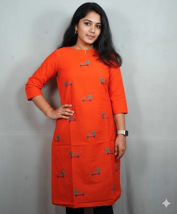 Orange Jaipur Cotton Short Top