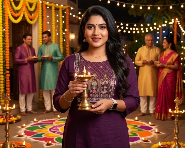 Purple Embroidery Kurti
