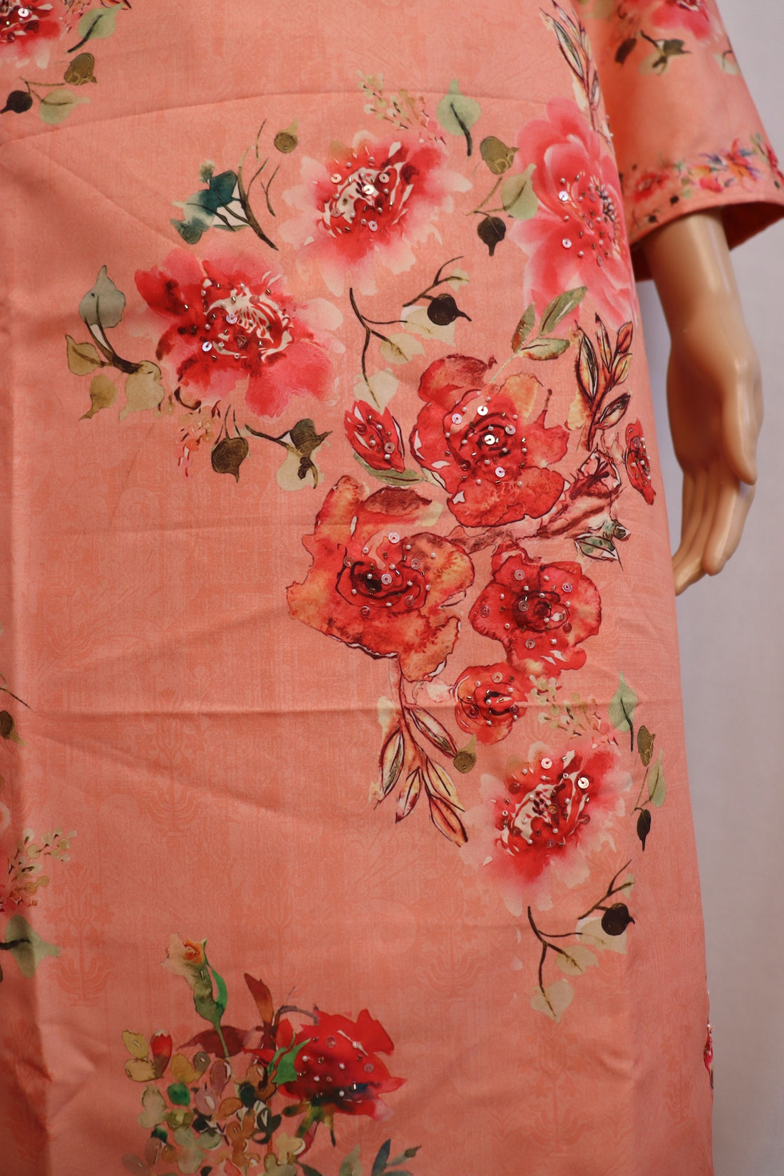 Peach Digital Printed Kurti Set