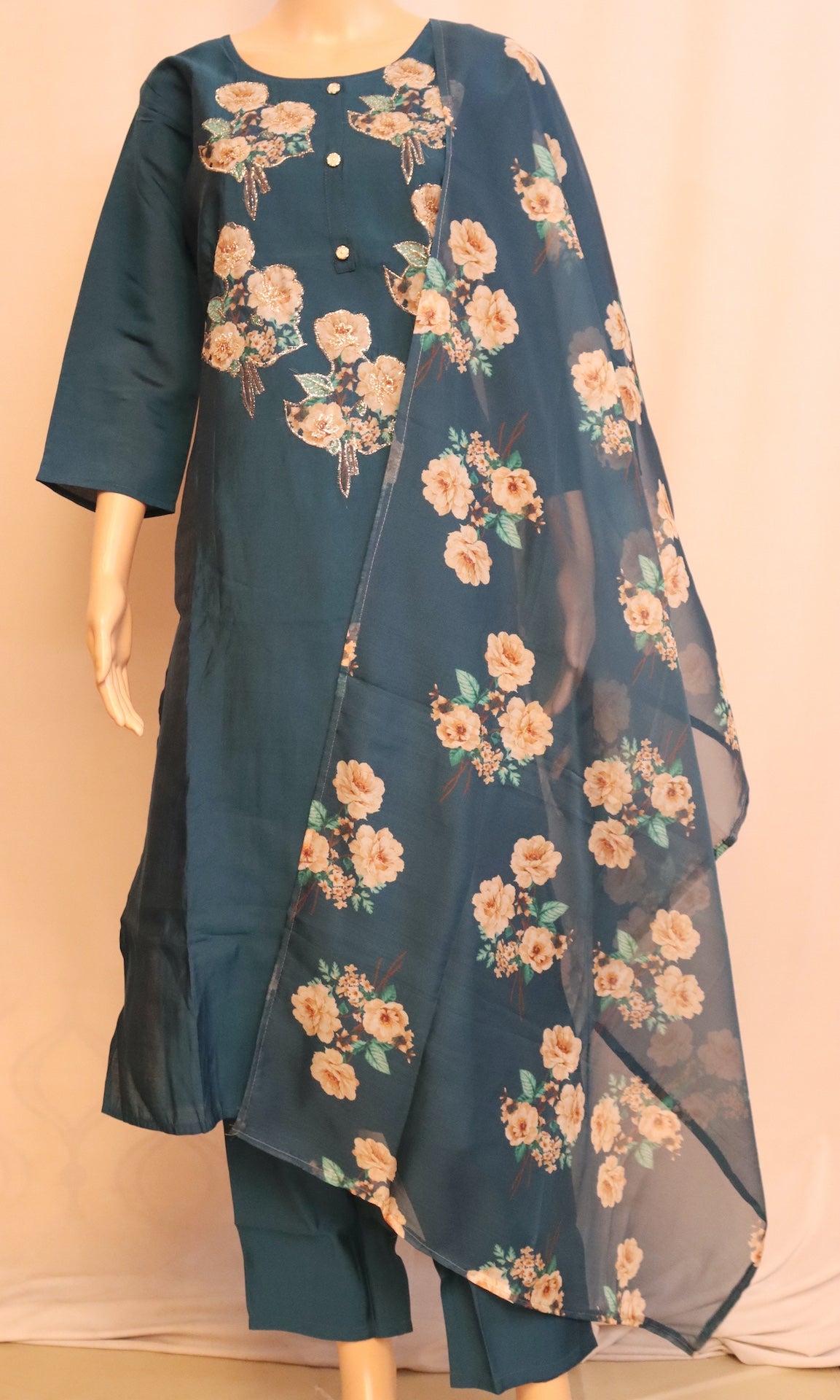 Teal Blue Kurti Set