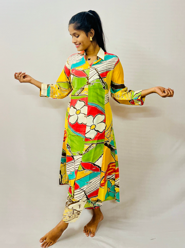 Multicolour Jaipur Cotton Coord Set