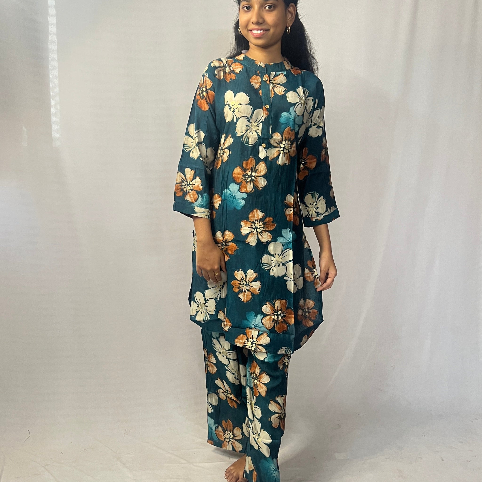 Emerald Green Floral Printed Coord Set