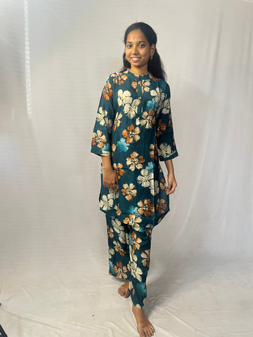 Emerald Green Floral Printed Coord Set