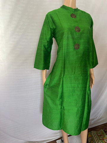 Green Kurti With Kalamkari Dupatta