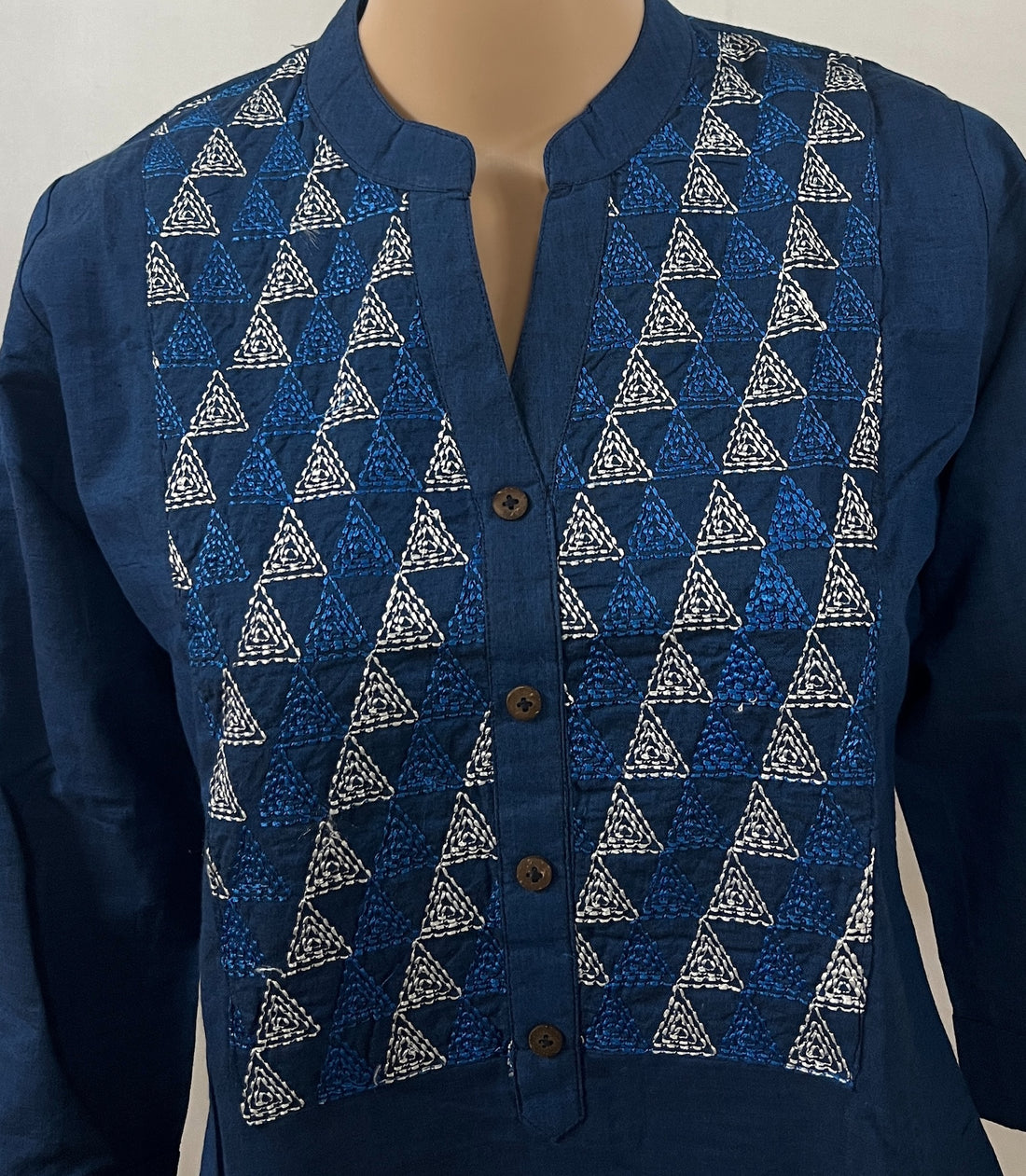 Navy Blue Kurti With Kalamkari Dupatta