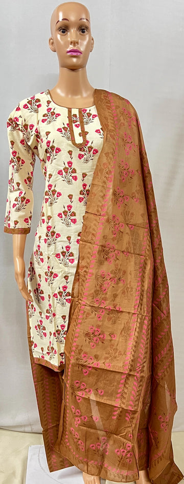 Brick Cotton Printed Kurti Set
