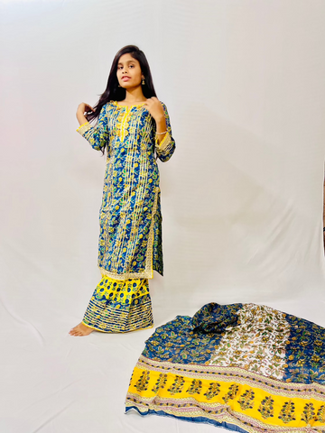 Blue Jaipur Cotton Sharara