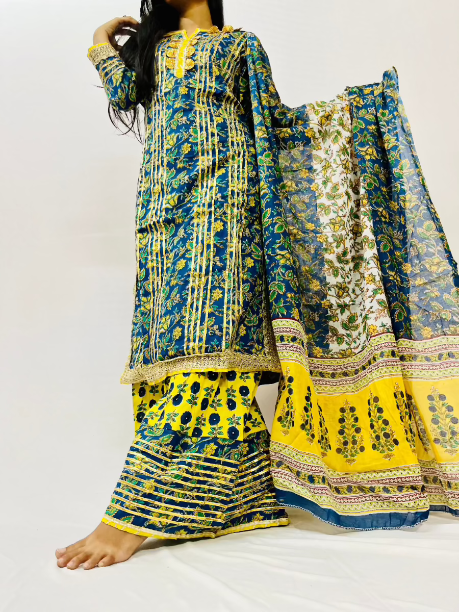 Blue Jaipur Cotton Sharara