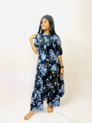 Navy Blue Cotton Coord Set