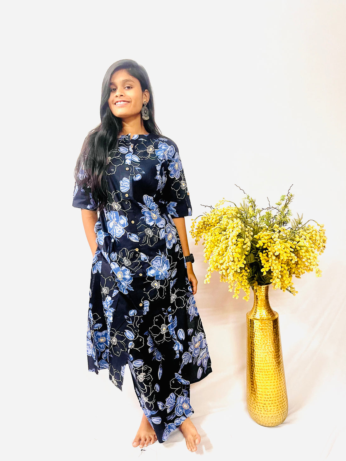 Navy Blue Cotton Coord Set