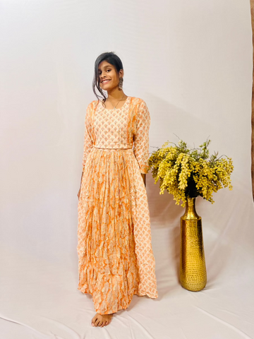 Light Orange Mul Cotton Frock