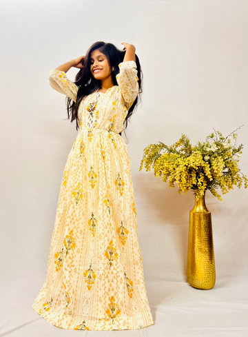 Lemon Yellow Mul Cotton Frock
