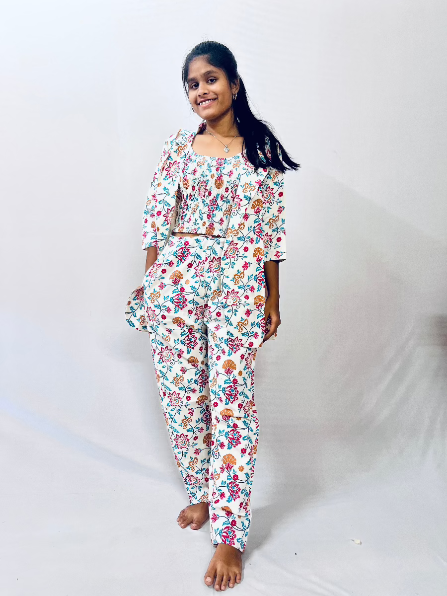 White Jaipur Cotton Coord Set