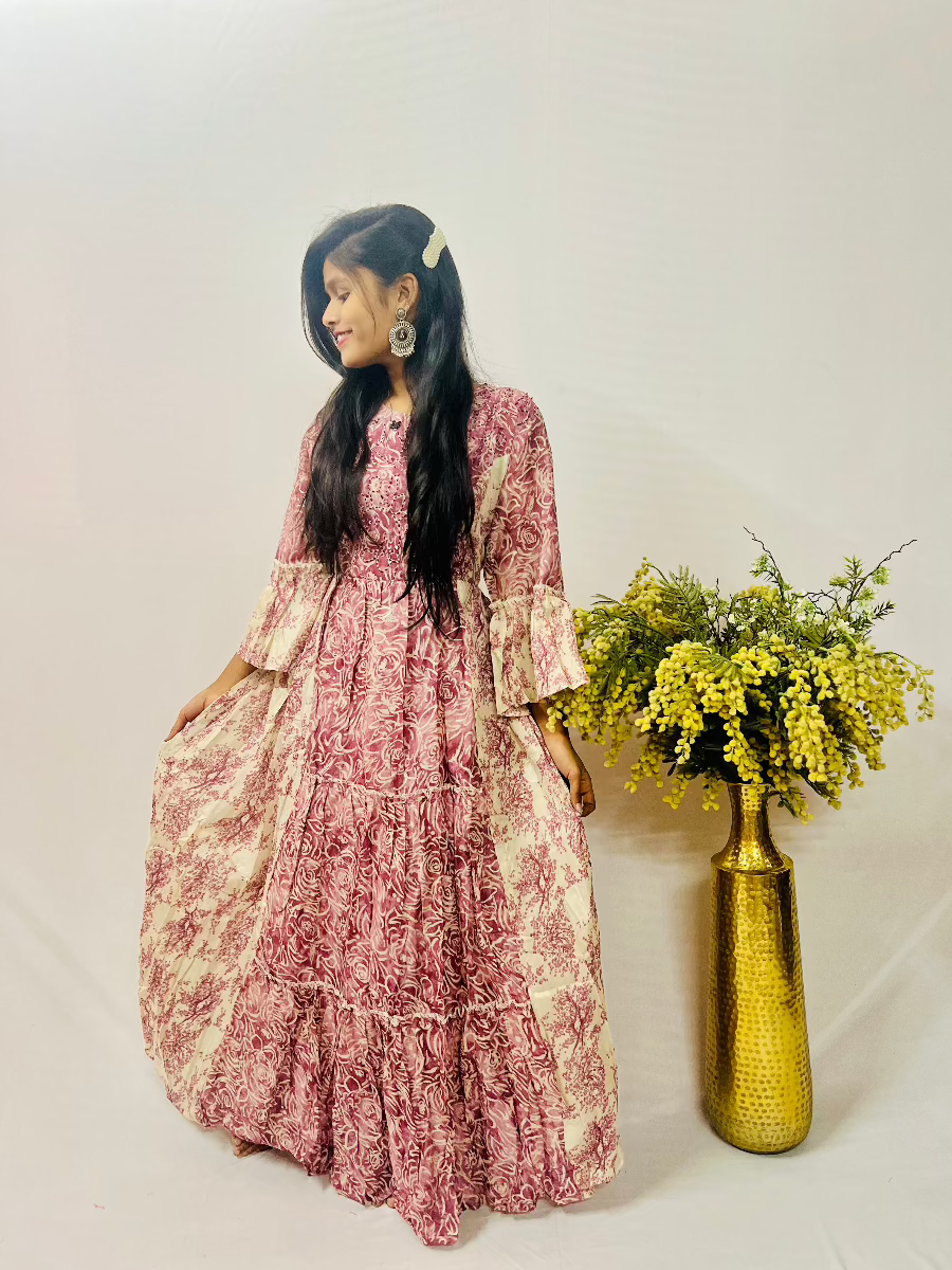 Onion Pink Mul Cotton Frock