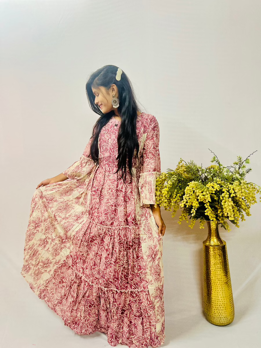 Onion Pink Mul Cotton Frock