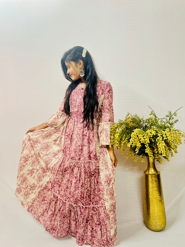Onion Pink Mul Cotton Frock