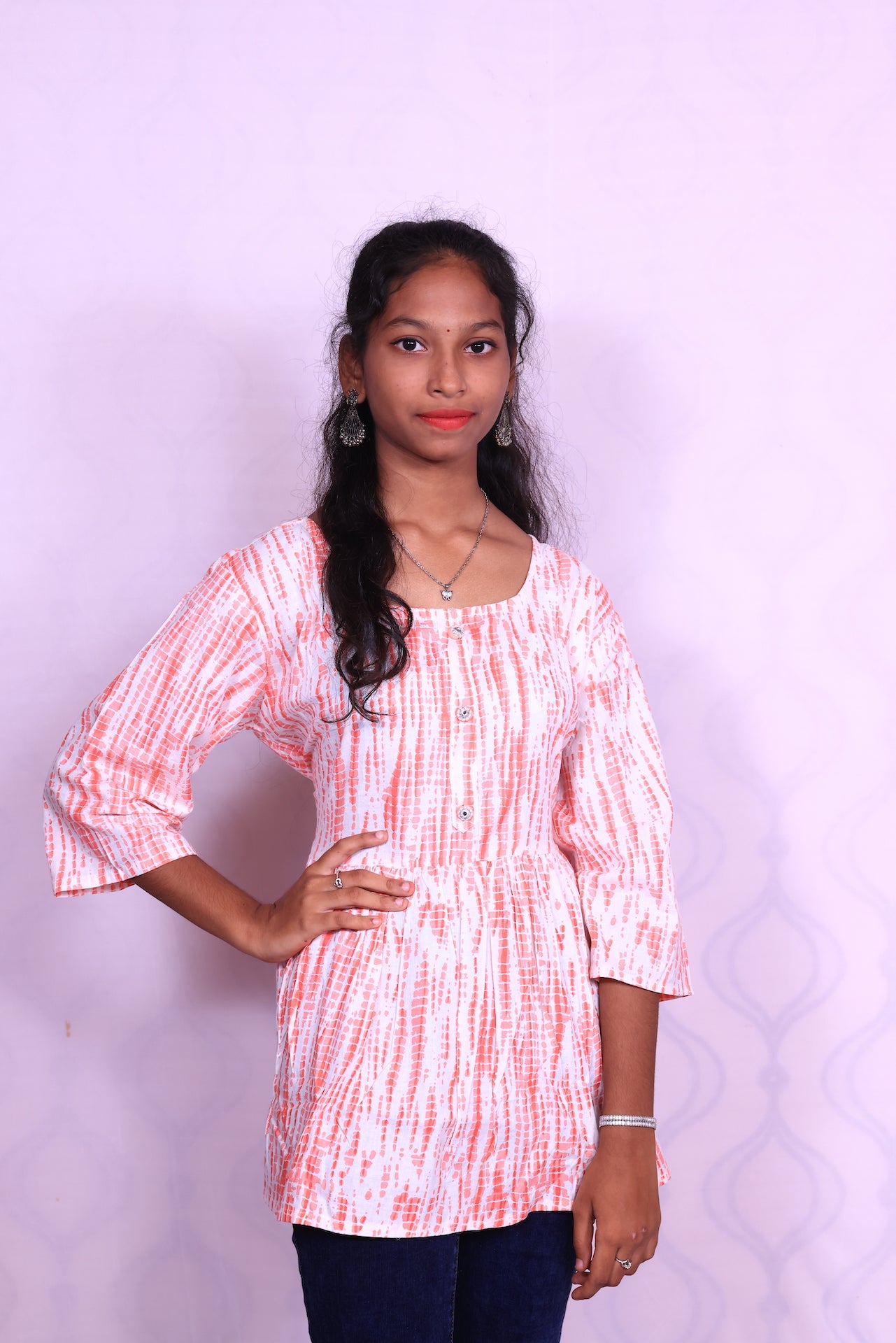 White & Pink Jaipur Cotton Top