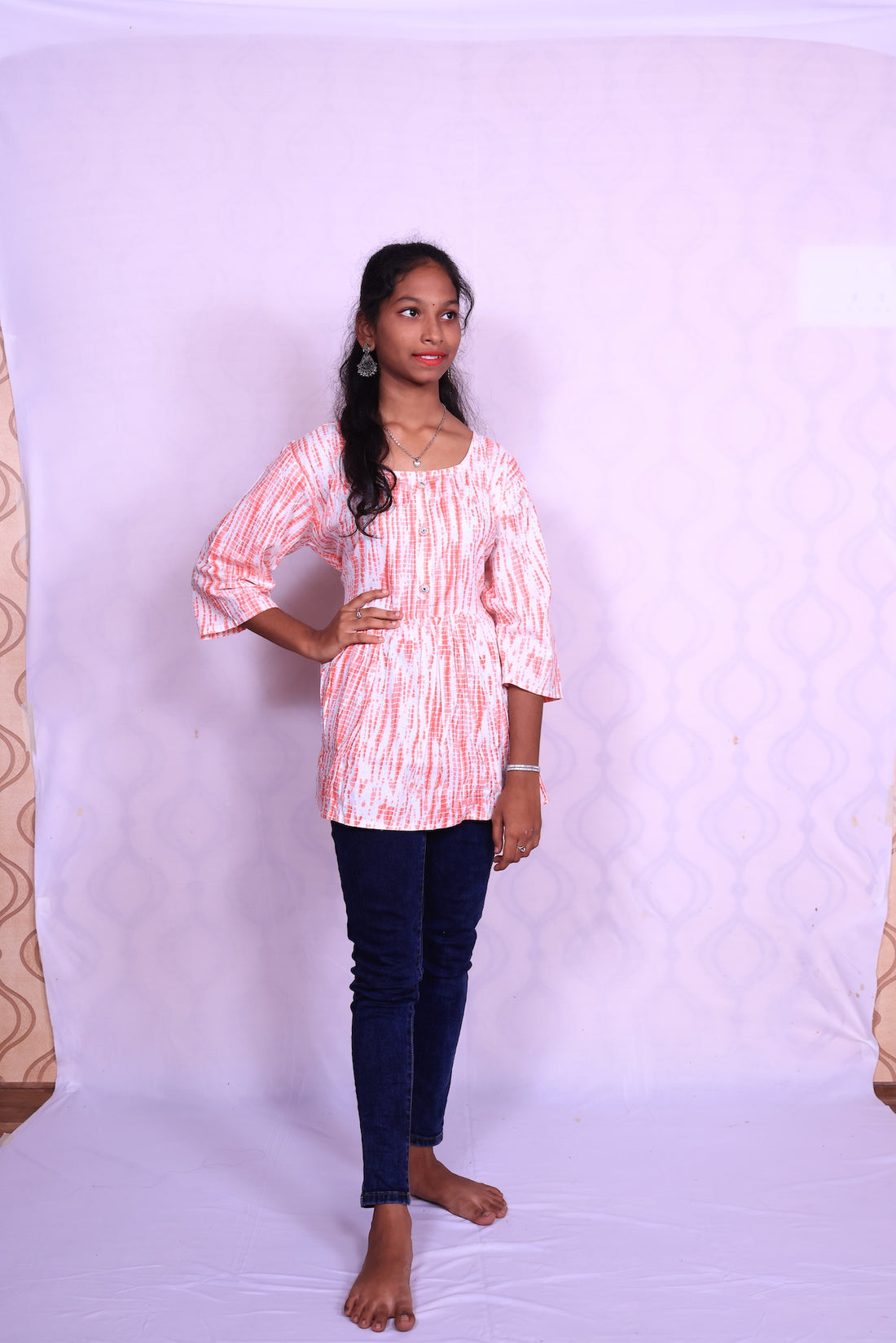 White & Pink Jaipur Cotton Top