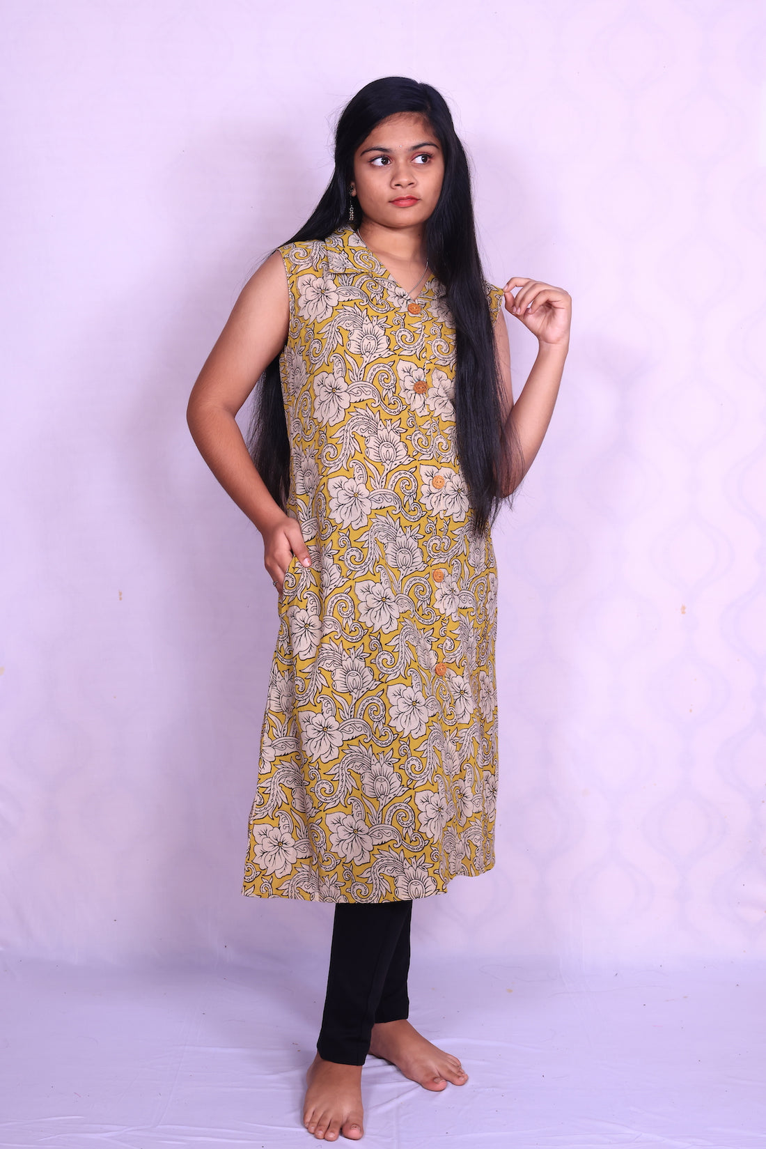 Mustard Yellow Kalamkari Kurti