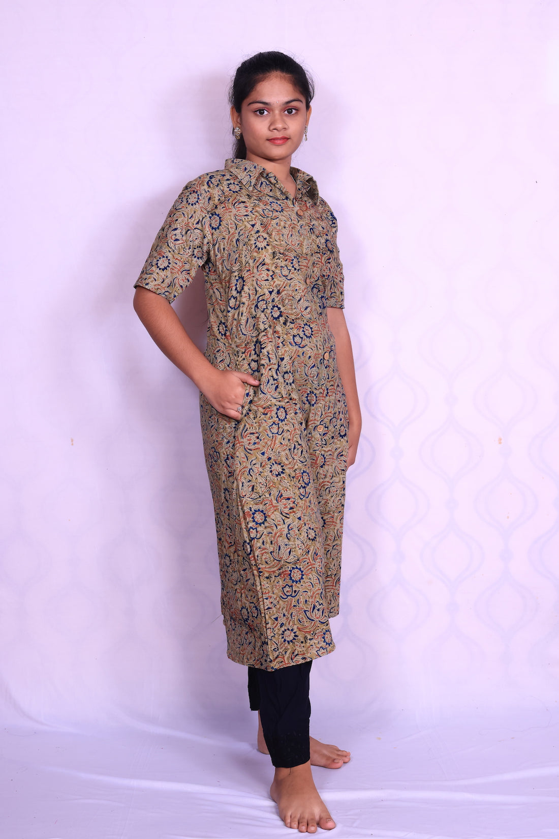 Olive Kalamkari Kurti