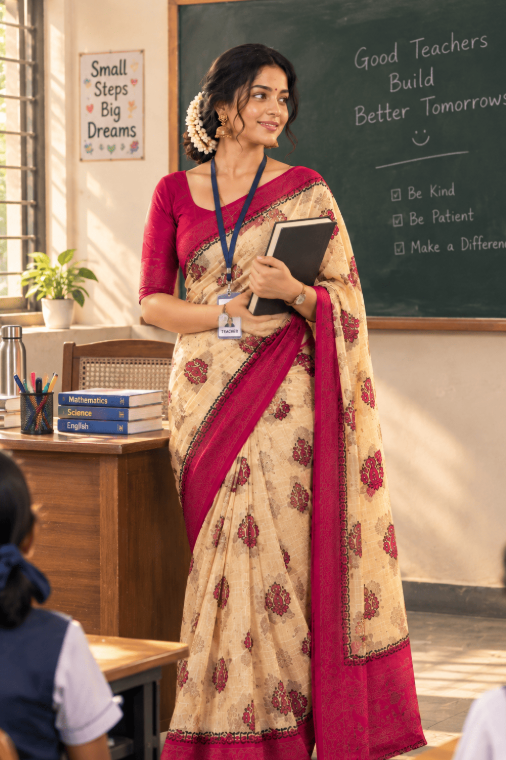 PURE COTTON HAND PRINTED SAREE