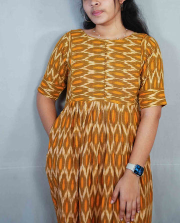 Mustard Yellow Ikkat Frock
