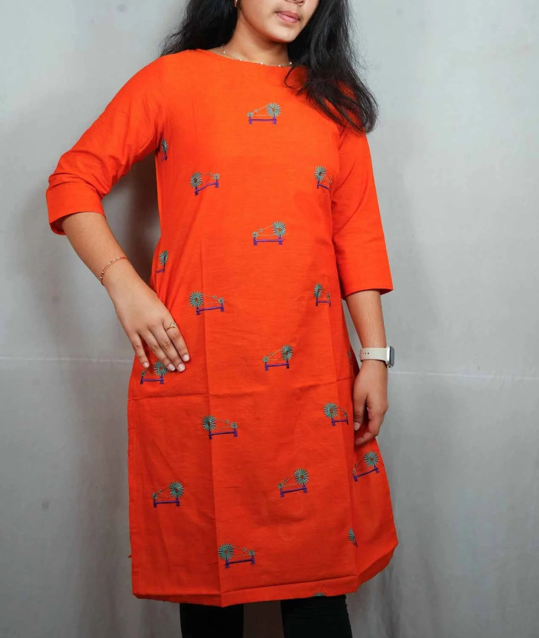 Orange Jaipur Cotton Short Top