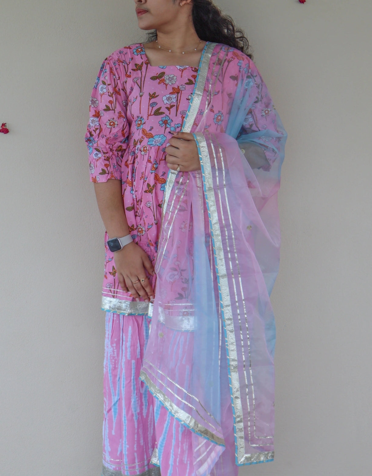 Pink Sharara Cotton Set