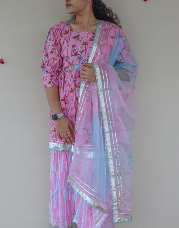 Pink Sharara Cotton Set